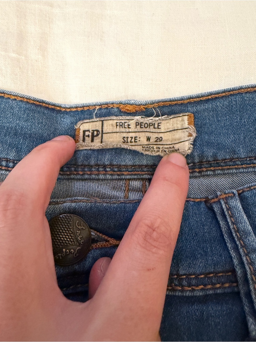 Free People Straight-Leg Denim Jeans in Medium Blue